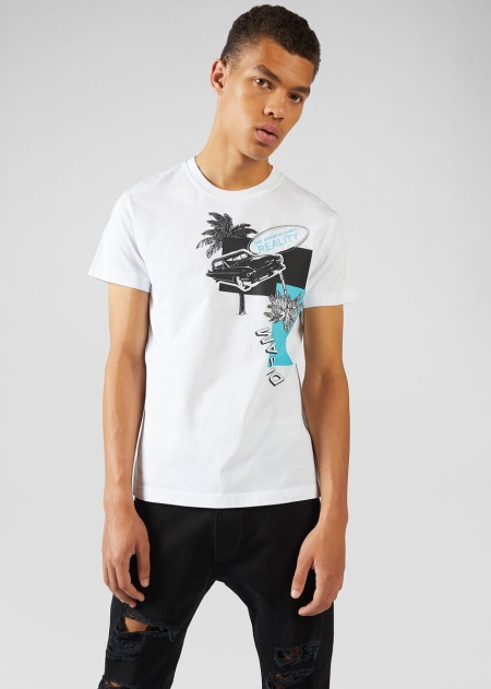 Versace Palms and Cars Motif T-shirt Herr - 570493UFO